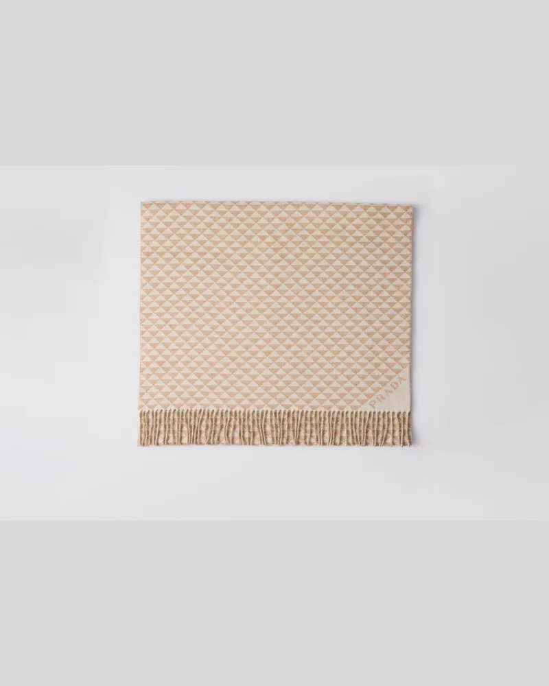 Prada Symbole Stola aus Doppelwolle und Kaschmir Sand
