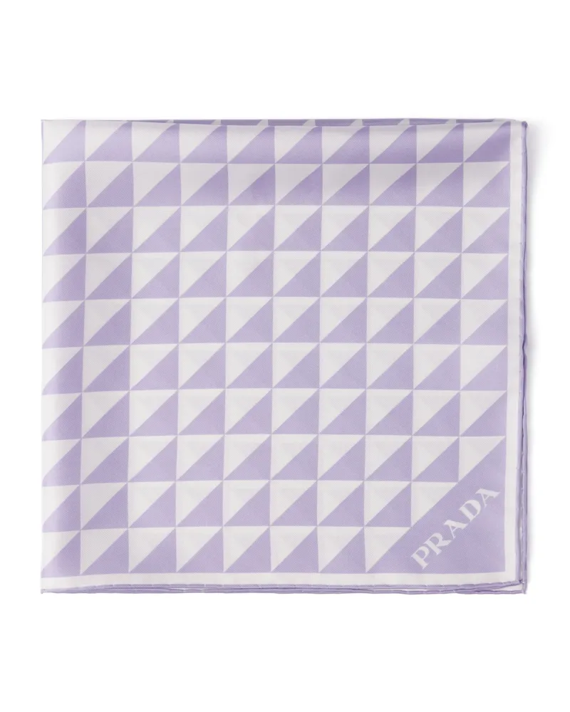 Prada Schal Aus Seidentwill Mit Print, 55 x 55, Damen, Glyzinienblau+weiss Glyzinienblau+weiss