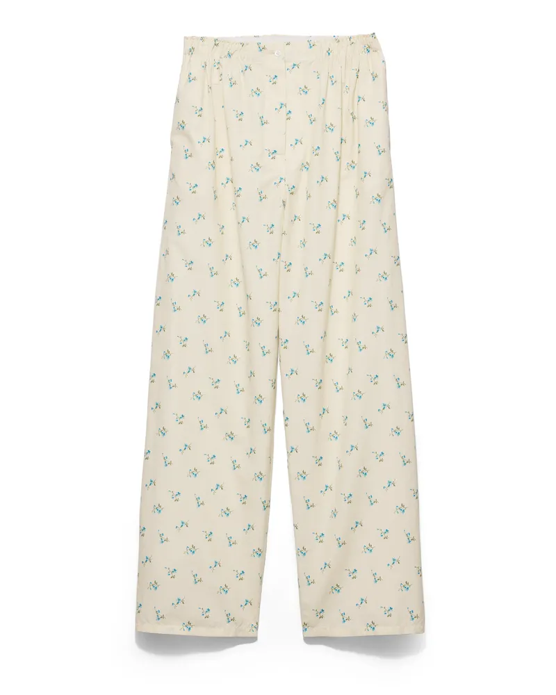 Prada Hose Aus Altem Canvas Mit Blumenprint, Damen, Natur, Größe Natur