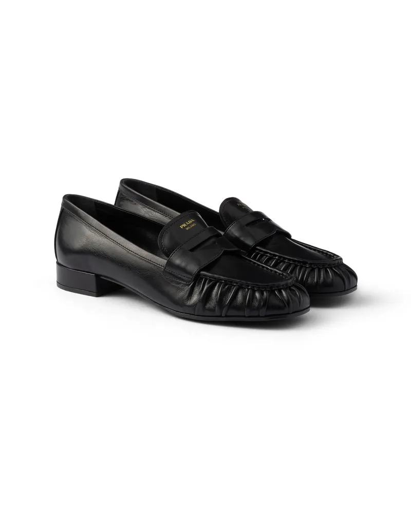 Prada Loafer Aus Leder, Damen, Schwarz, Größe Schwarz