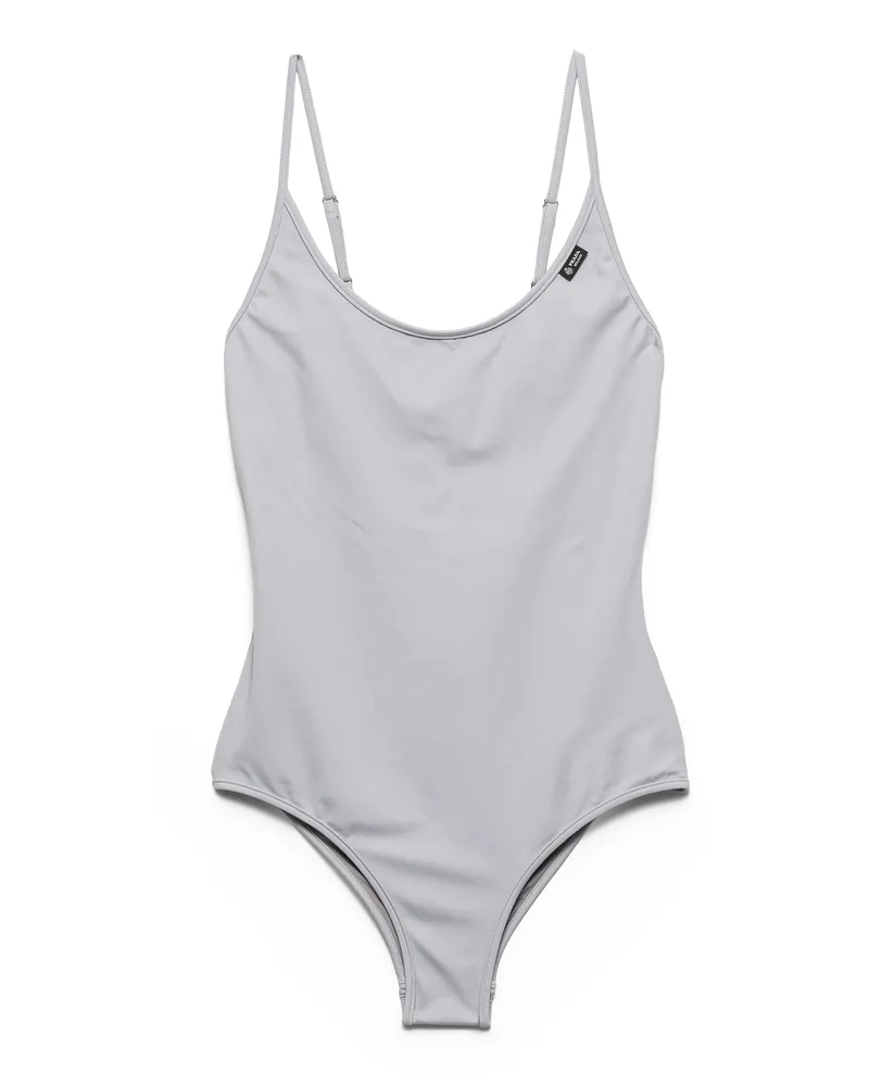 Prada Einteiliger Badeanzug Aus Jersey, Damen, Perlgrau, Größe Perlgrau