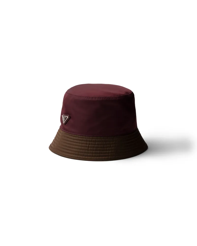 Prada Fischerhut Aus Zweifarbigem Re-nylon, Herren, Weinrot/gebrannte Sienna, Größe Weinrot