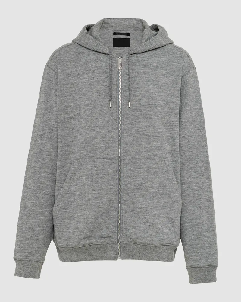 Prada Kapuzenstrickjacke aus Kaschmirmischung Grau