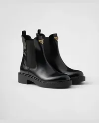 Prada Chelsea Boots aus gebürstetem Kalbsleder Schwarz