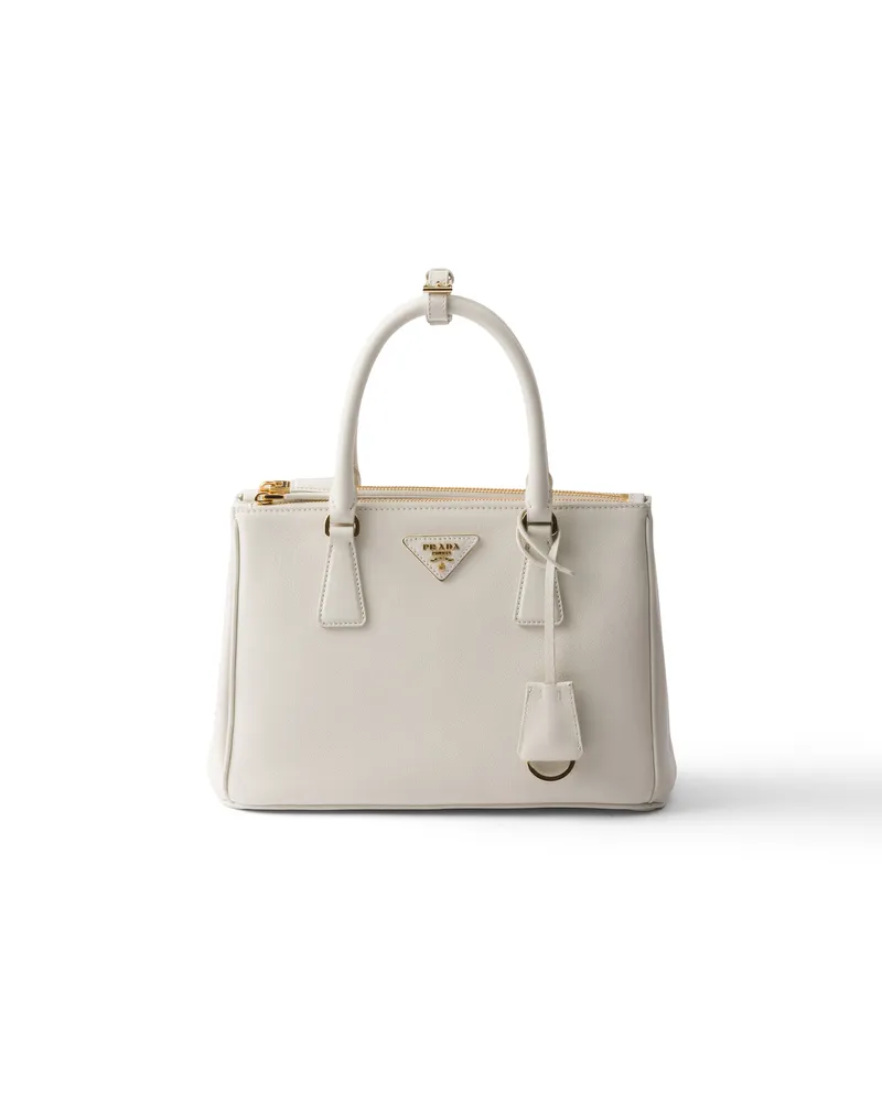 Prada Mittelgroße  Galleria Tasche Aus Leder, Damen, Weiss Weiss