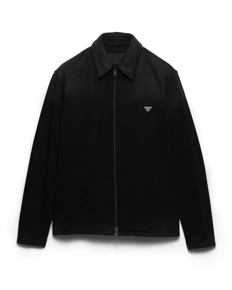 Prada Black Denim Shirt, Herren, Schwarz, Größe Schwarz