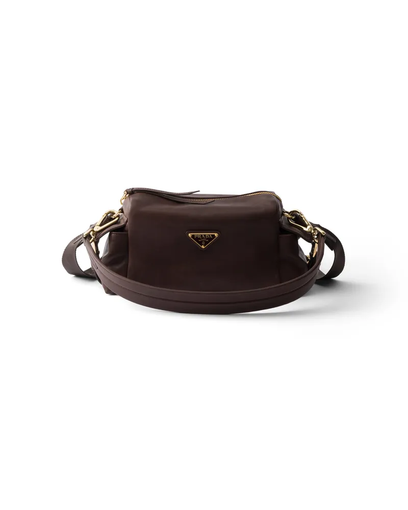 Prada Explore Tasche Aus Nappa-leder, Klein, Damen, Sienna Sienna