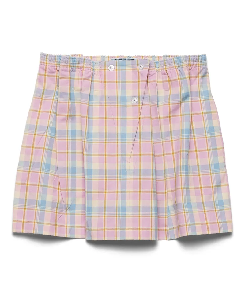 Prada Minirock Aus Kariertem Baumwollstoff, Damen, Alabasterrosa, Größe Alabasterrosa