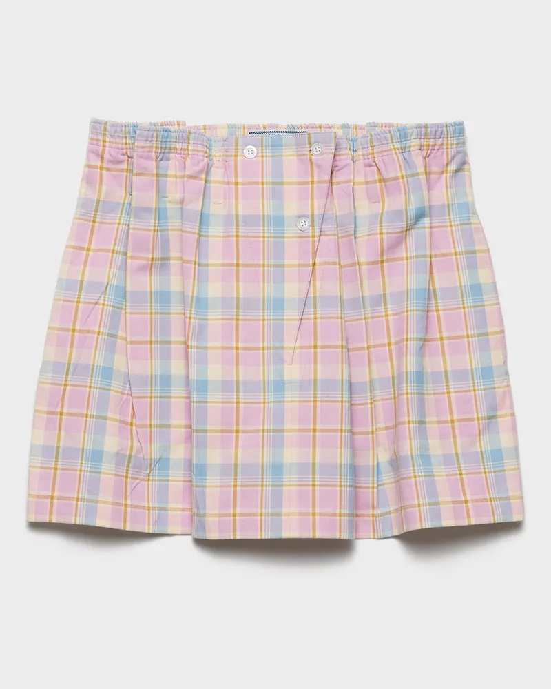 Prada Minirock aus kariertem Baumwollstoff Alabasterrosa