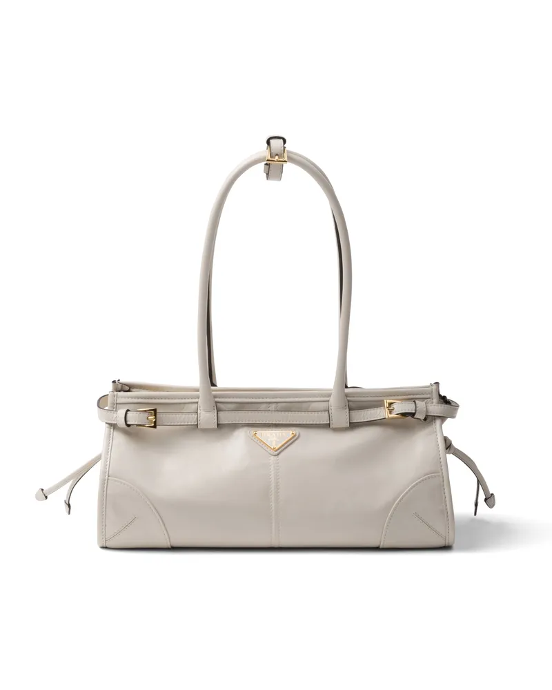 Prada Bonnie Mittelgroße Handtasche Aus Leder, Damen, Weiss Weiss