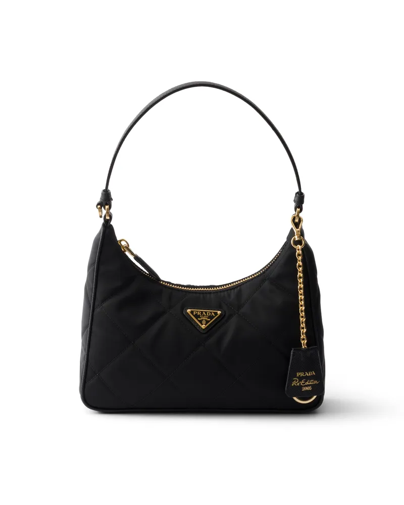 Prada Re-edition 2005 Gesteppte Mini Bag Aus Re-nylon, Damen, Schwarz Schwarz