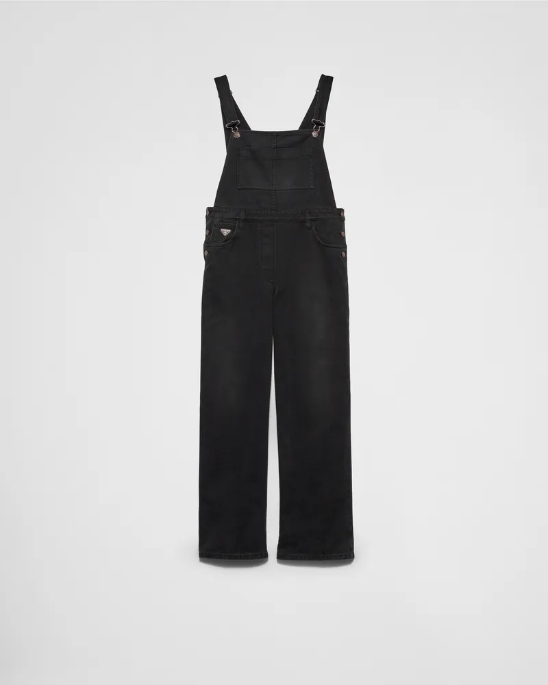 Prada Latzhose aus Denim Schwarz