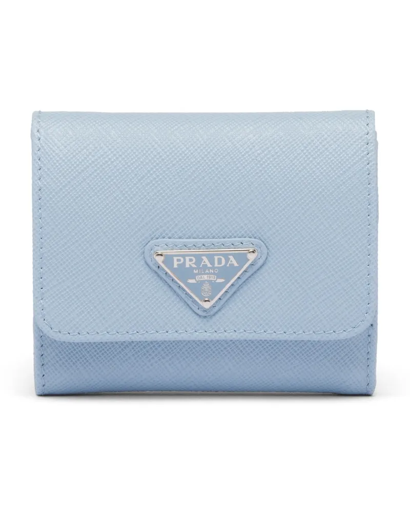 Prada Kleine Geldbörse Aus Saffiano-leder, Damen, Blassblau Blassblau