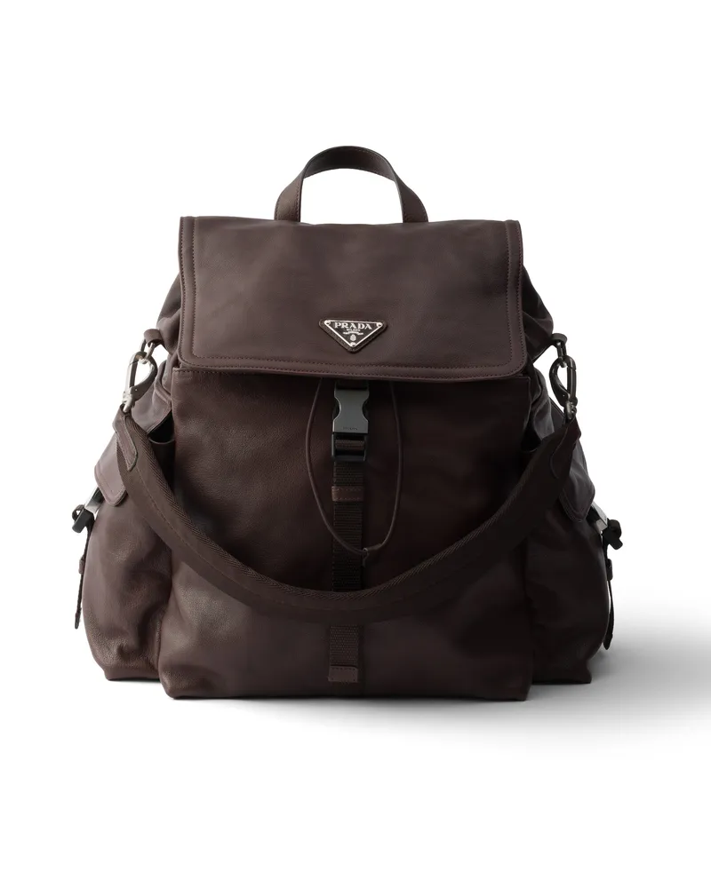 Prada Explore Rucksack Aus Leder, Herren, Kaffeebraun Kaffeebraun