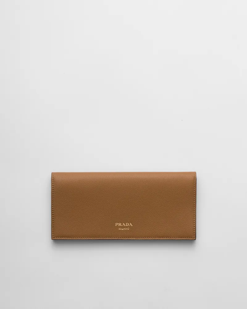 Prada Geldbörse im Kuvert-Stil aus Leder Karamell