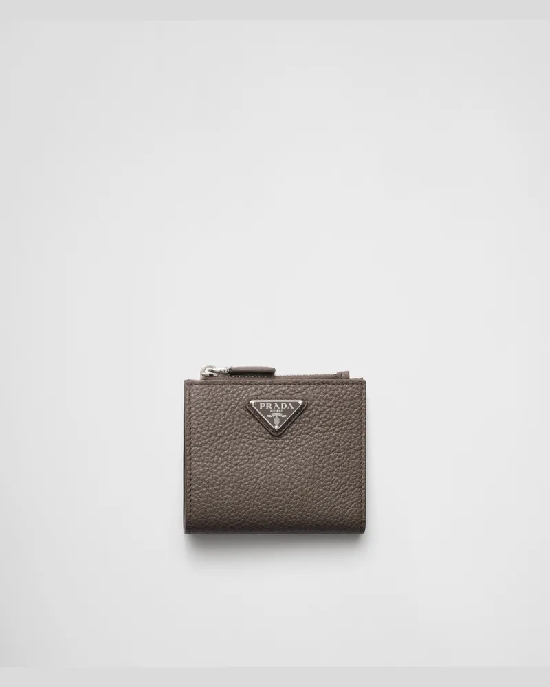Prada Kleine Geldbörse aus Leder Bambusgrau