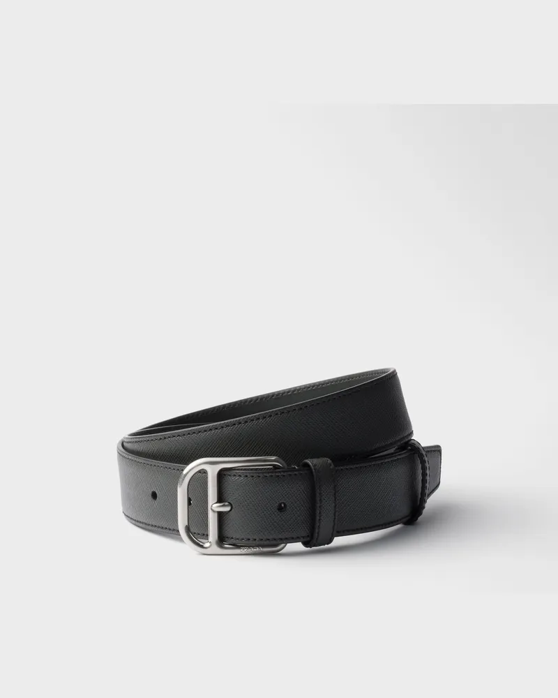 Prada Gürtel aus Saffiano-Leder Anthrazitgrau