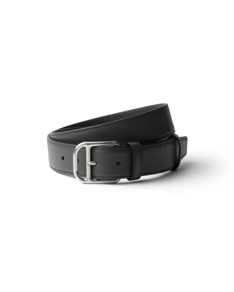 Prada Gürtel Aus Saffiano-leder, Herren, Anthrazitgrau, Größe Anthrazitgrau