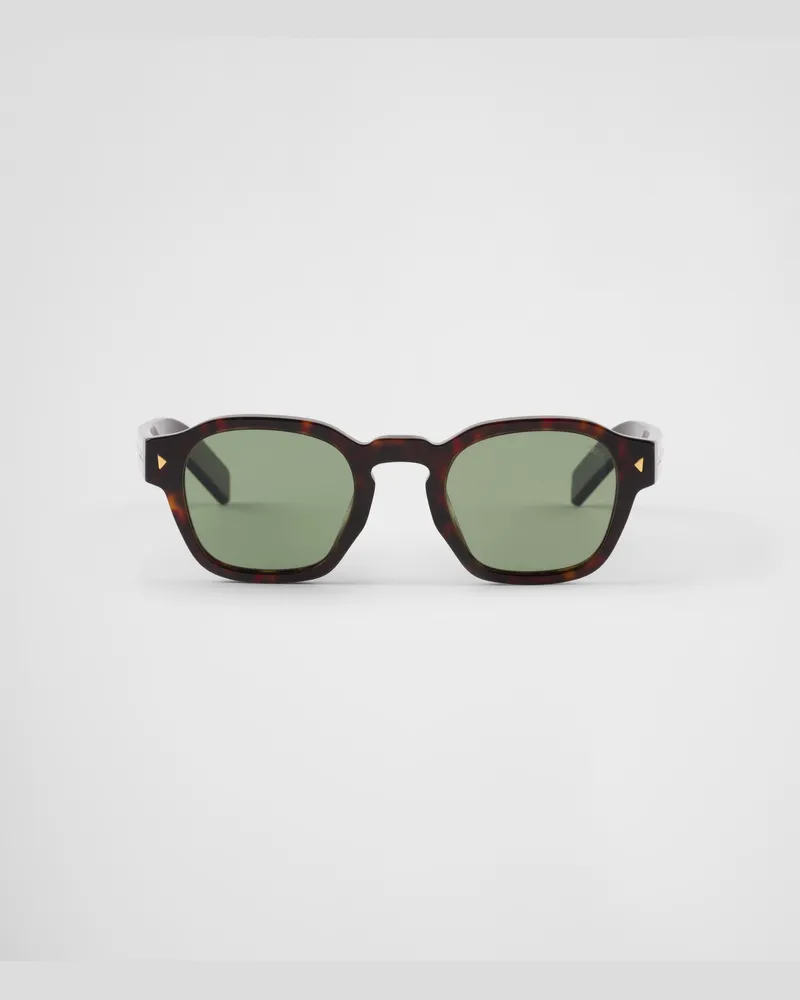 Prada Sonnenbrille mit ikonischer Plakette aus Metall Gläser