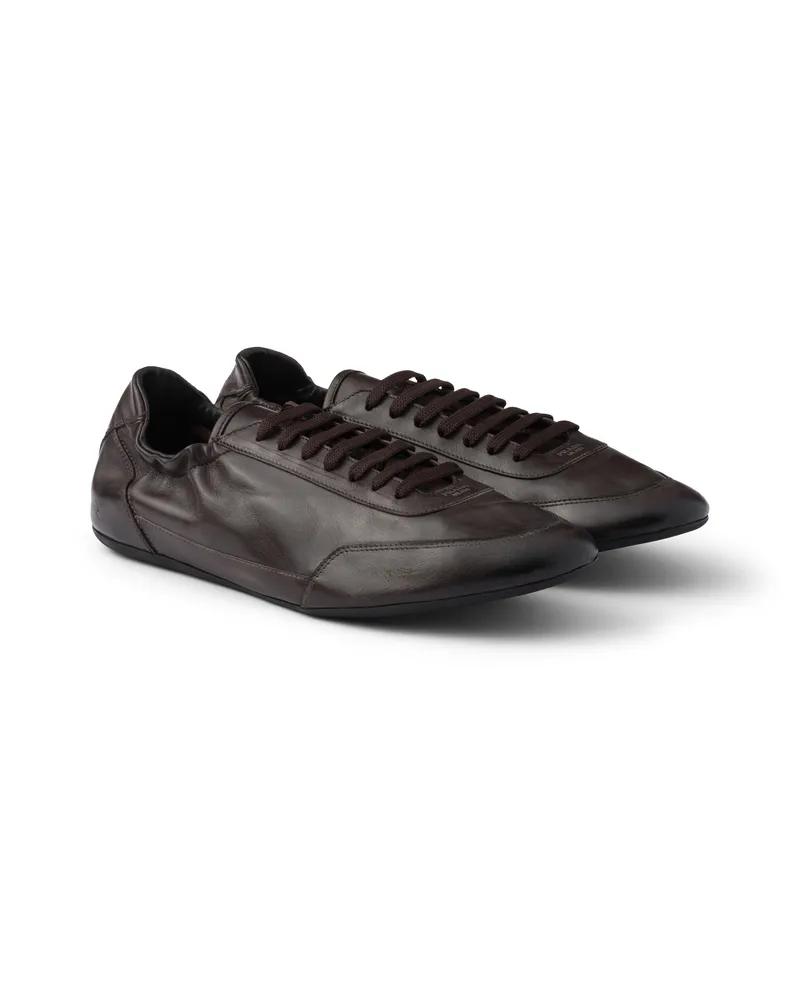Prada Collapse Sneaker Aus Leder, Herren, Dunkelbraun, Größe 11 Dunkelbraun