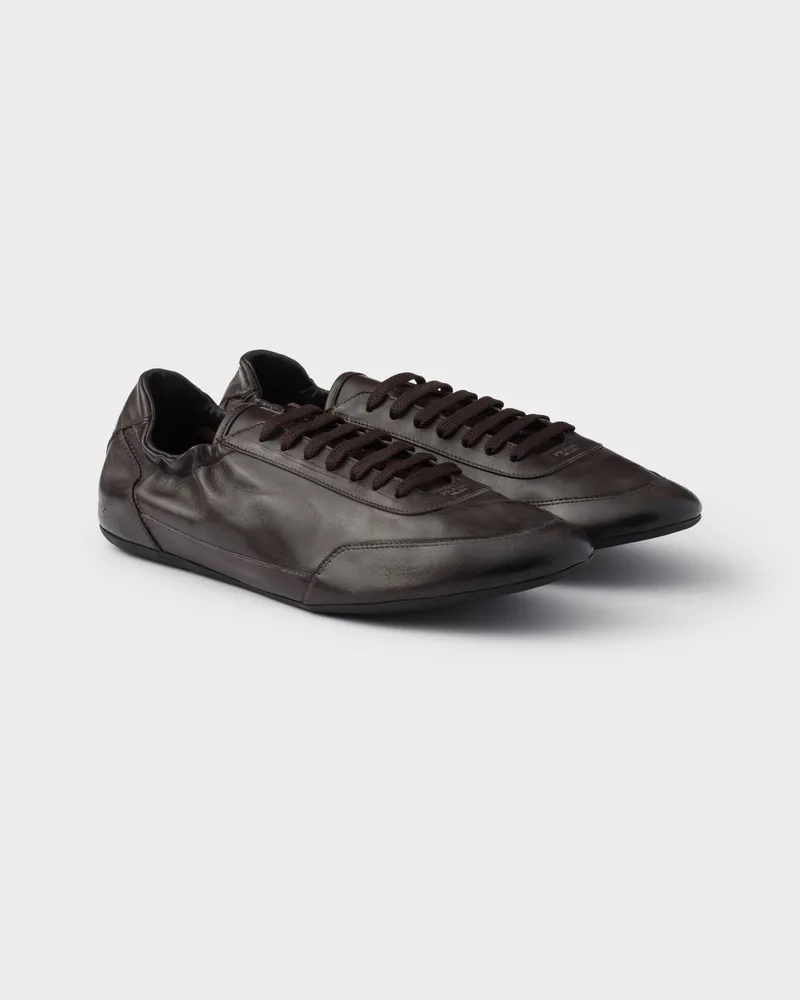 Prada Collapse Sneaker Aus Leder, Herren, Dunkelbraun, Größe 11 Dunkelbraun
