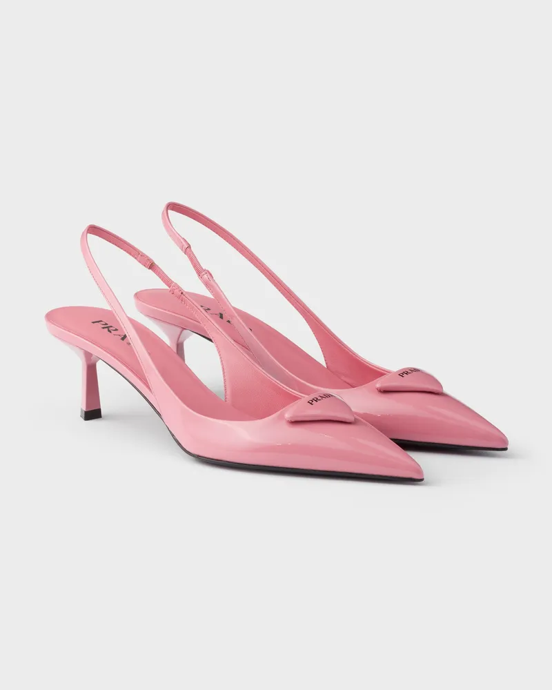 Prada Slingback-Pumps aus Lackleder Blütenrosa