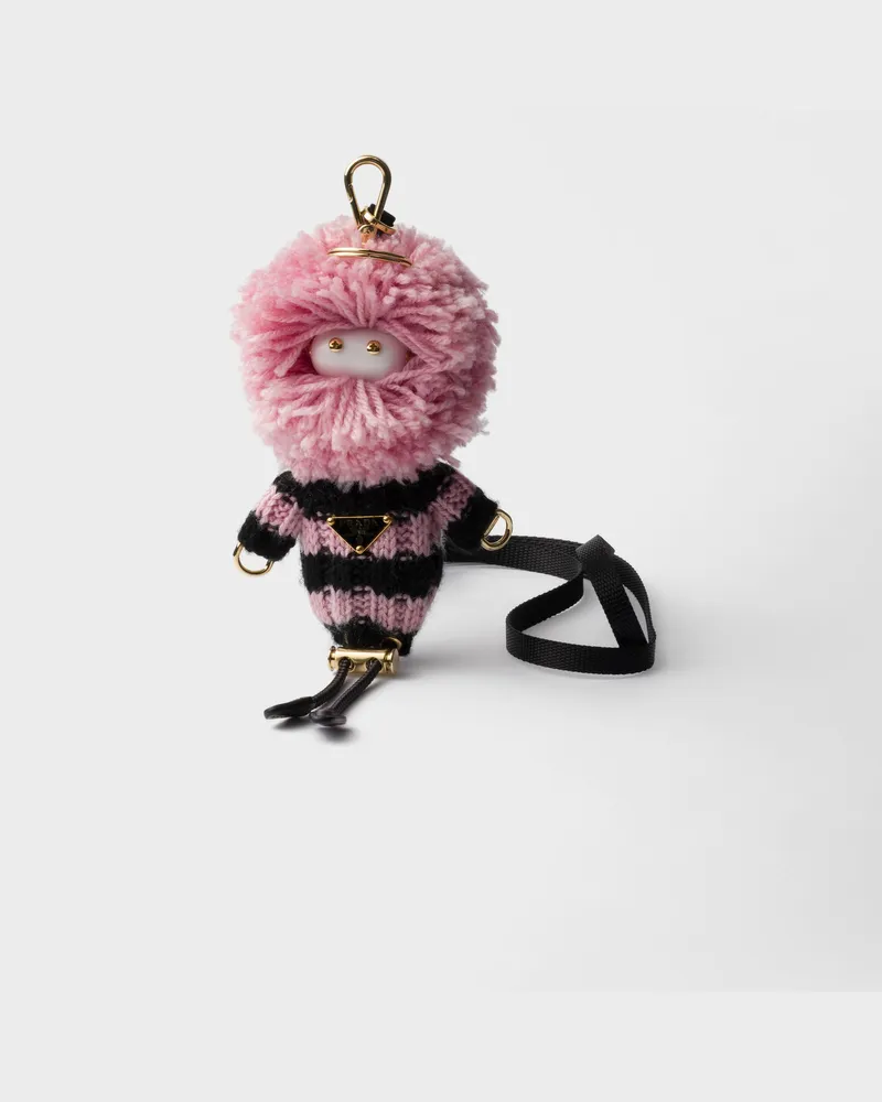 Prada Weicher Rroboter-Schlüsselanhänger aus Strick Rosa