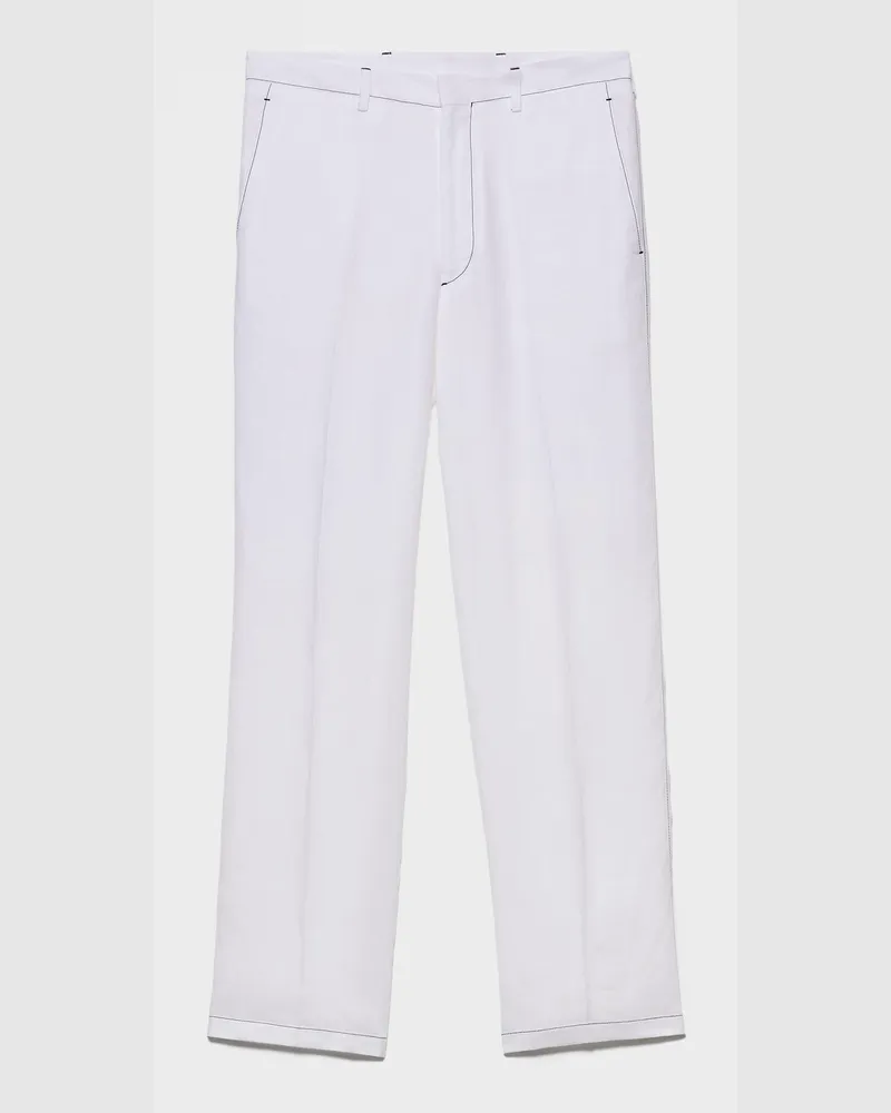Prada Hose aus Leinen Weiss