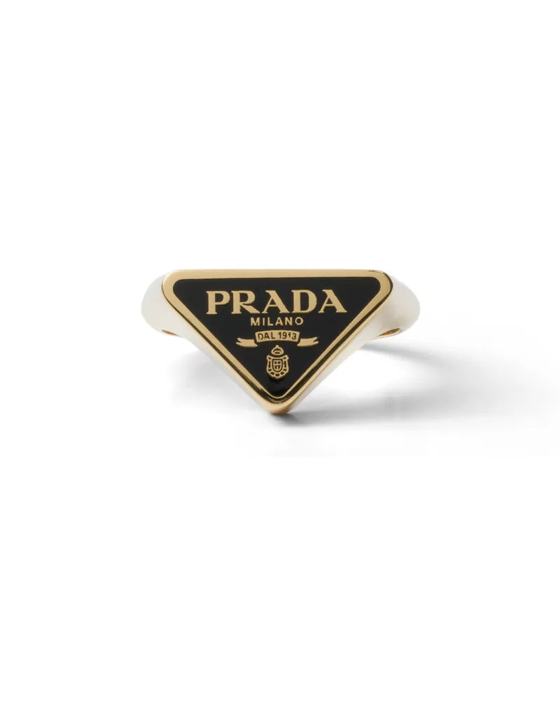 Prada Ring Aus Metall, Damen, Gold/schwarz, Größe Gold