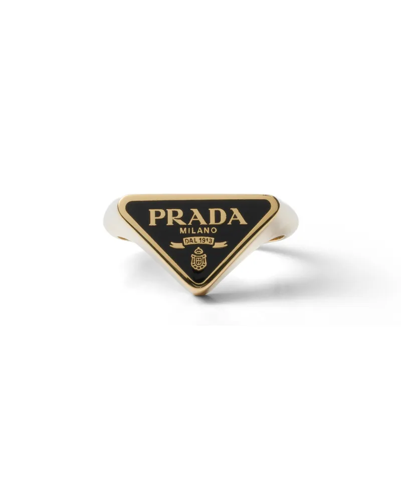 Prada Ring Aus Metall, Damen, Gold/schwarz, Größe Gold
