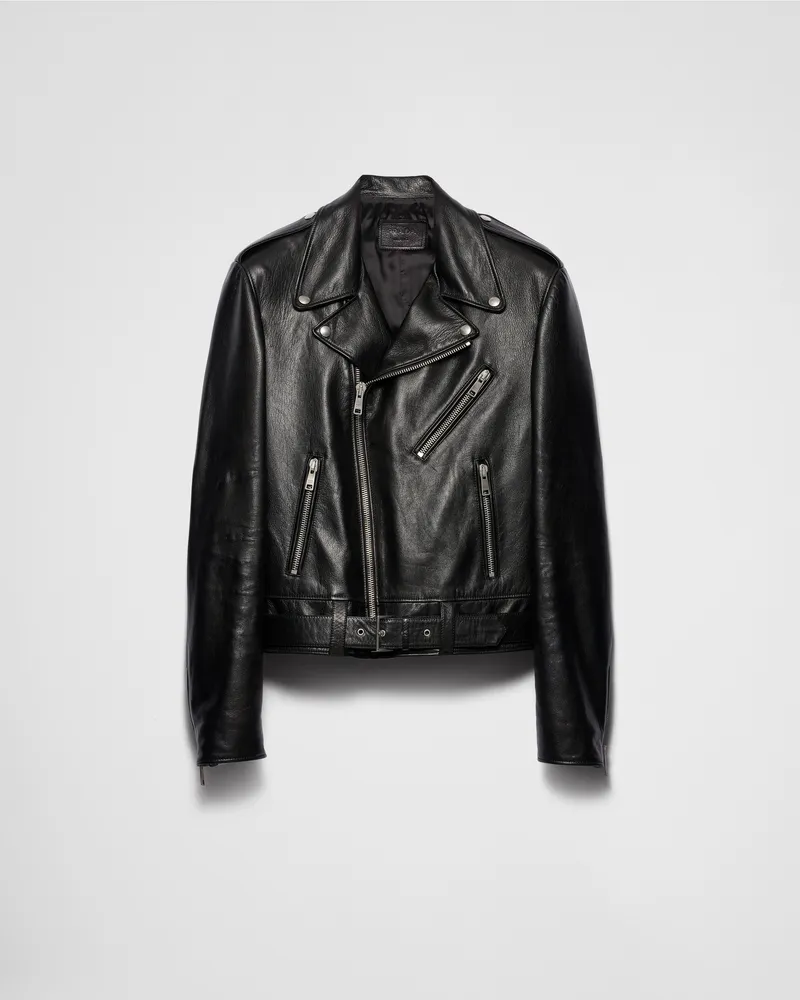 Prada Bikerjacke aus Leder Schwarz