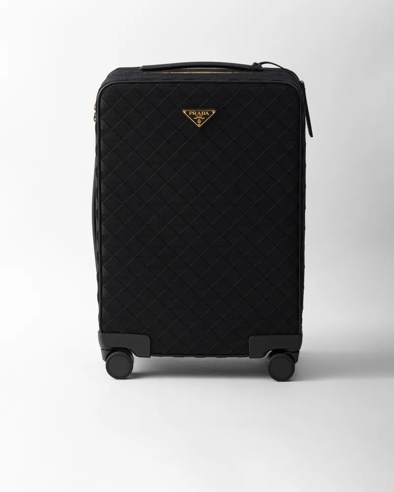 Prada Trolley aus besticktem Stoff Schwarz