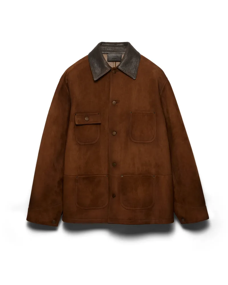 Prada Cabanjacke Aus Wildleder, Herren, Kakaobraun, Größe Kakaobraun