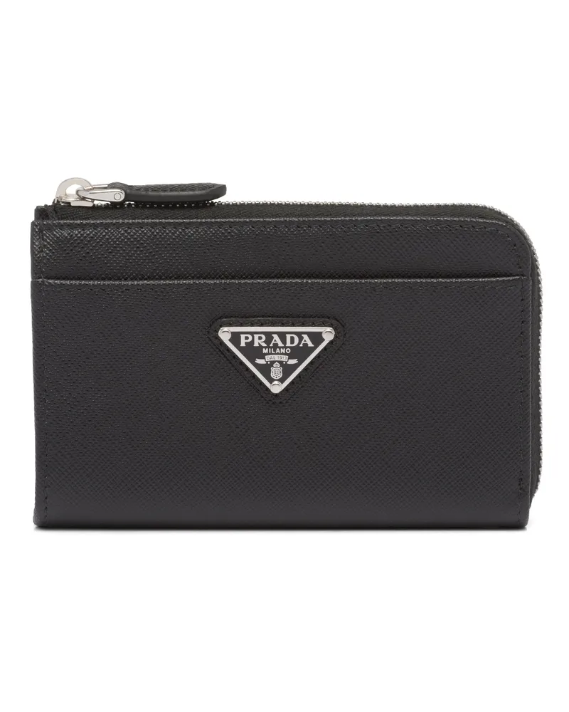 Prada Schlüsselanhänger Aus Saffiano Leder, Damen, Schwarz Schwarz