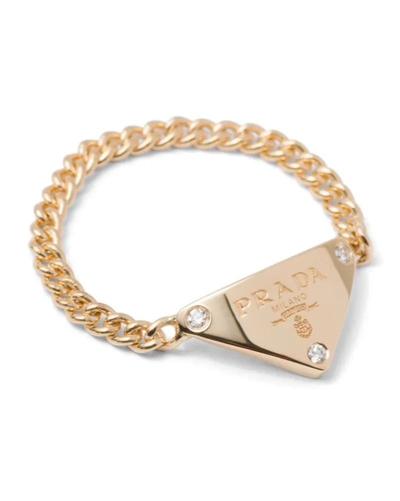 Prada Eternal Gold Kettenring Aus Gelbgold Mit Diamanten, Damen, Gold/weiß, Größe 15 Gold