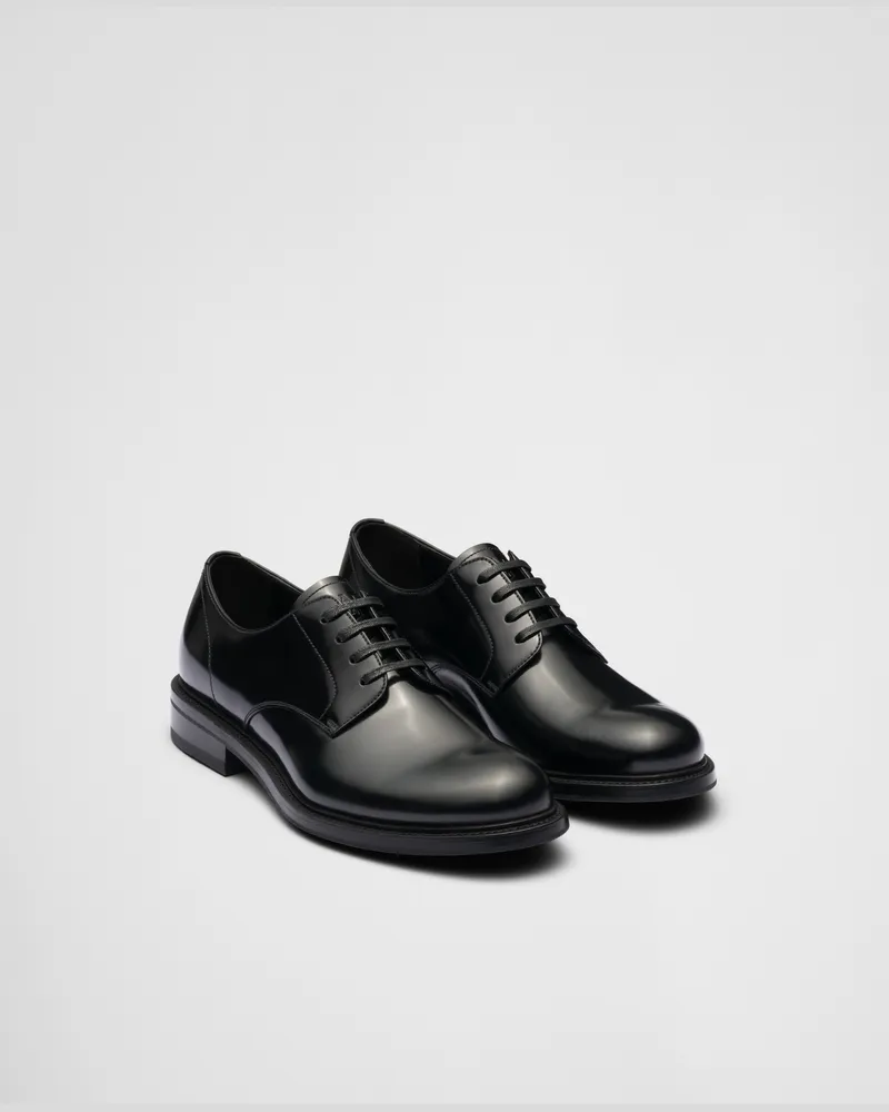 Prada Schnürschuhe aus gebürstetem Leder Schwarz