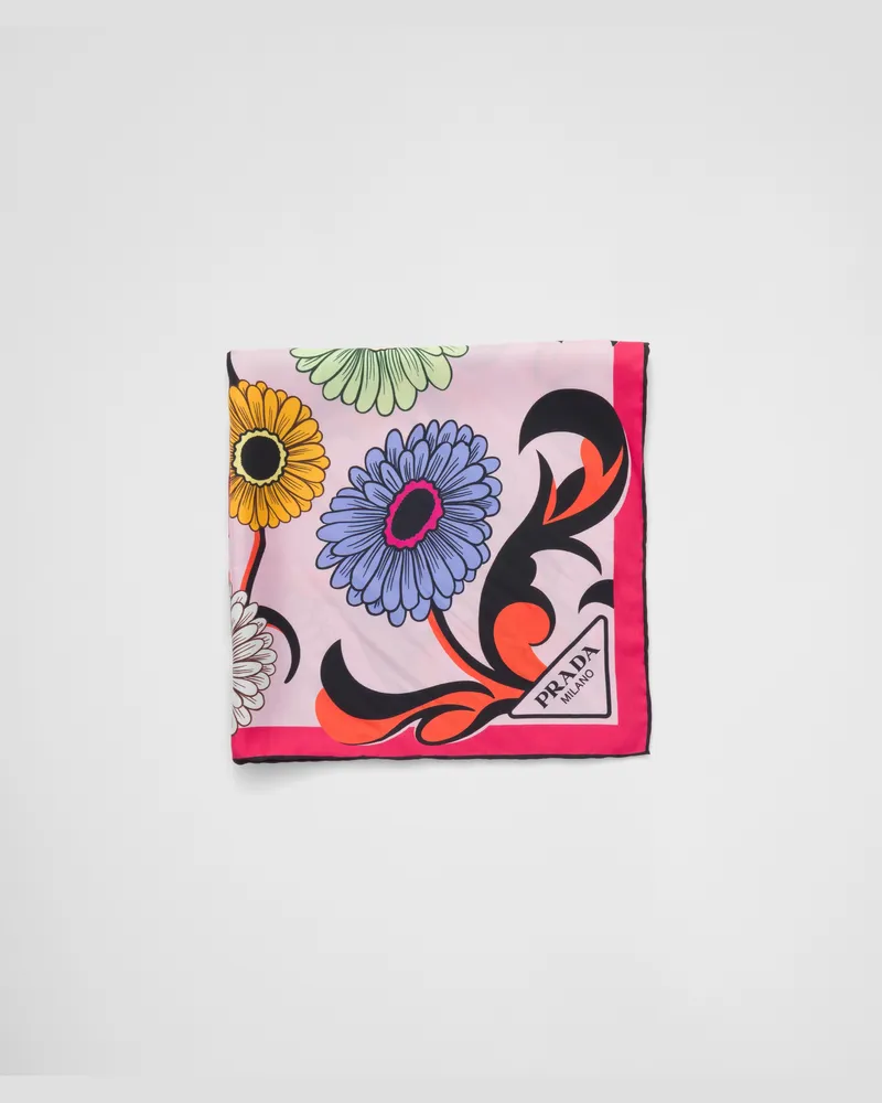 Prada Schal aus Seidentwill mit Print, 55 x 55 Alabasterrosa