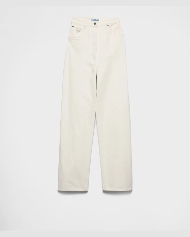 Prada Jeans aus Denim mit weitem Bein Weiss