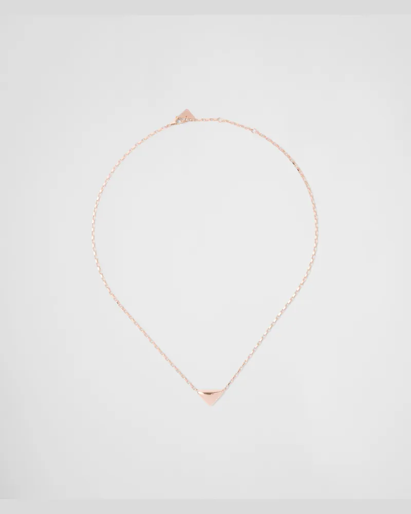 Prada Eternal Gold Halskette, Roségold mit kleinem Triangolo-Anhänger Roségold