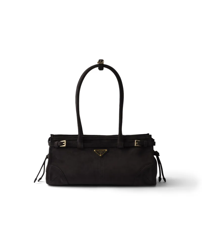 Prada Bonnie Medium Handtasche Aus Wildleder, Damen, Anthrazitgrau Anthrazitgrau