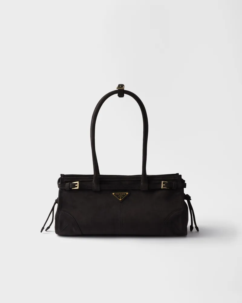 Prada Bonnie Medium Handtasche aus Wildleder Anthrazitgrau
