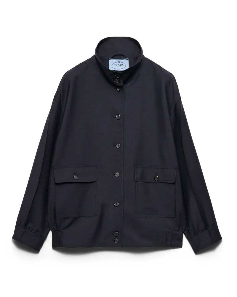 Prada Jacke Aus Kid Mohair, Damen, Blau, Größe Blau