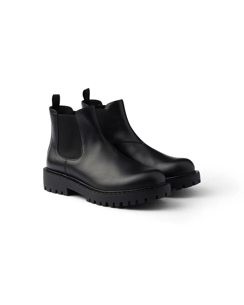 Prada Chelsea Boots Aus Leder, Herren, Schwarz, Größe 11,5 Schwarz