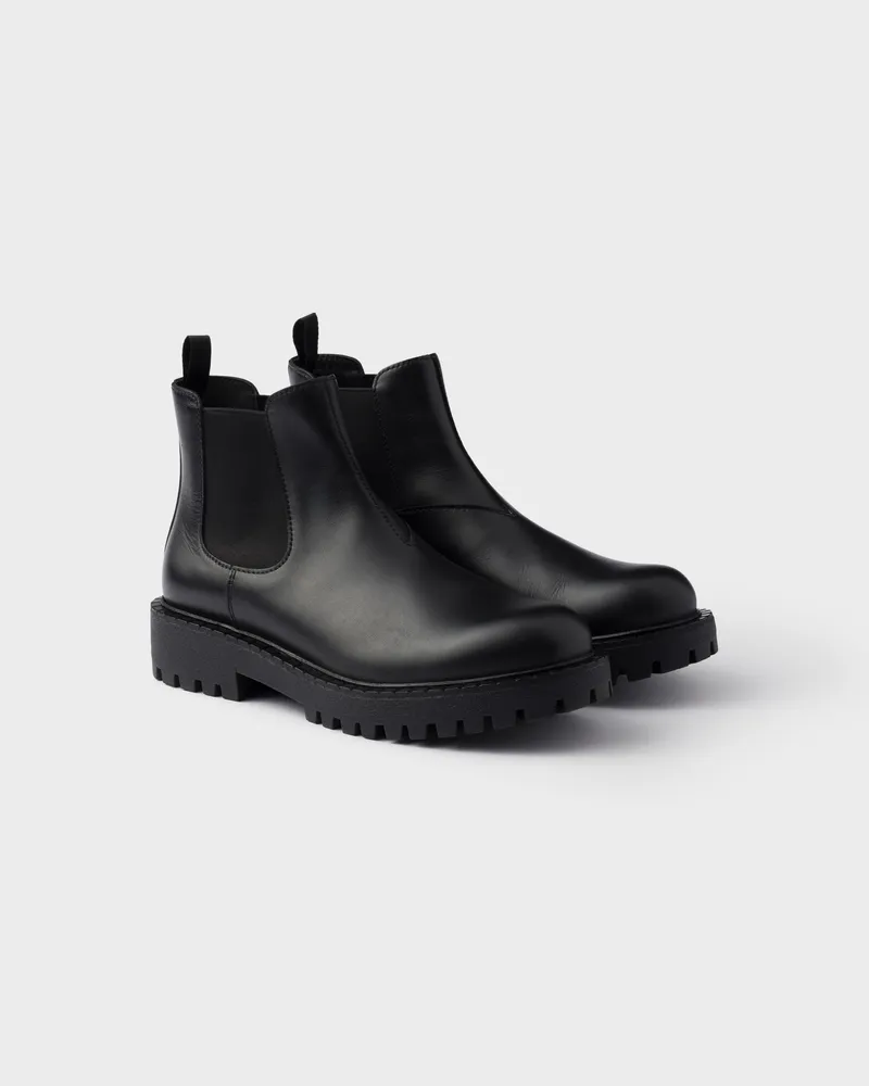 Prada Chelsea Boots aus Leder Schwarz