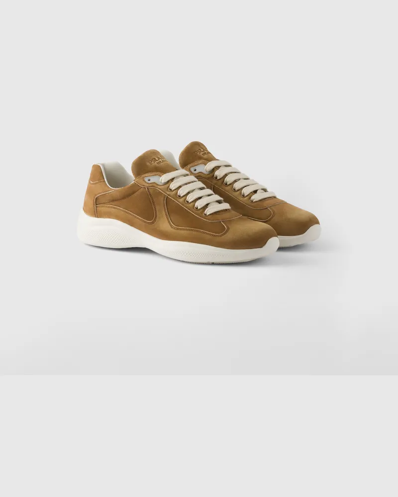 Prada America’s Cup Sneaker aus Wildleder Zimt