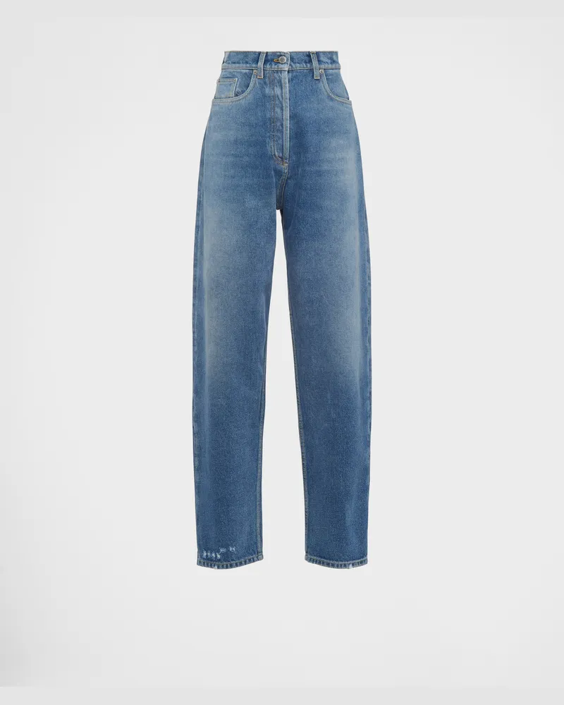 Prada Jeans mit hohem Bund aus Denim Mittelblau