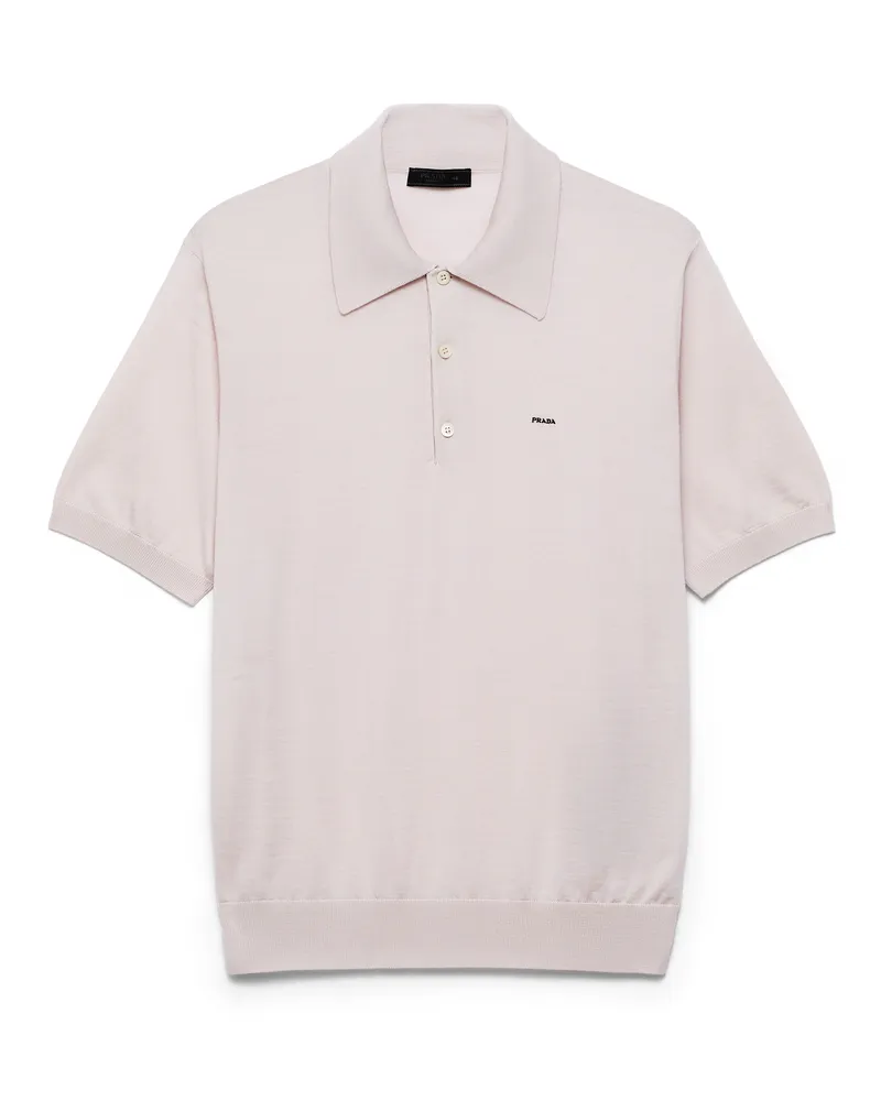 Prada Poloshirt Aus Superfine-wool, Herren, Kalkweiss, Größe Kalkweiss