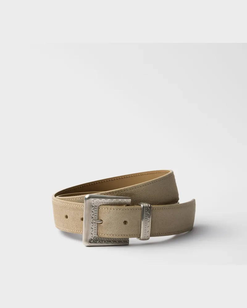 Prada Gürtel aus Wildleder Wüstenbeige