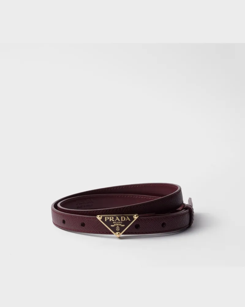 Prada Gürtel aus Saffiano-Leder Burgunderrot