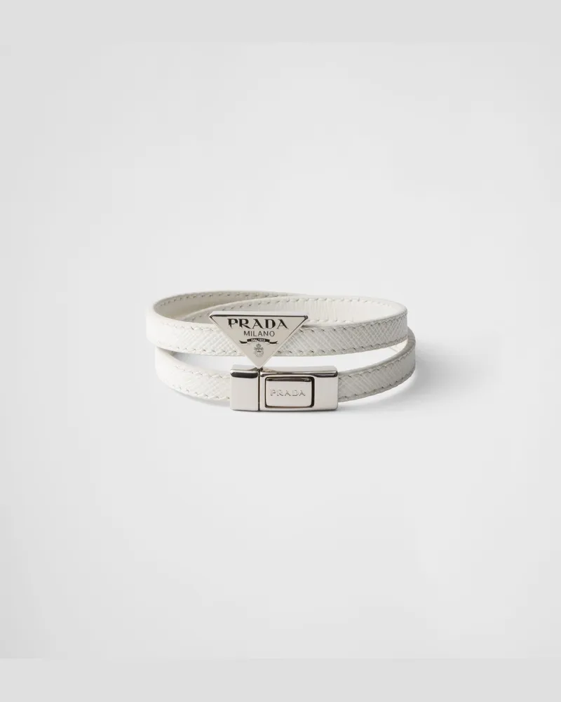 Prada Armband aus Saffiano-Leder Weiss